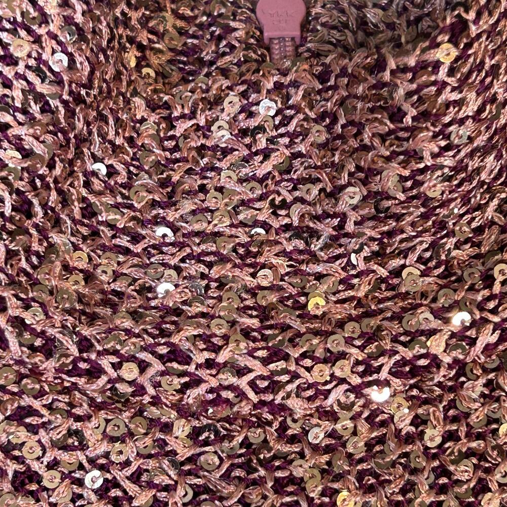 St. John pink sequins long sleeve mock neck stretch bodycon knit gown sz 14 - Picture 8 of 16